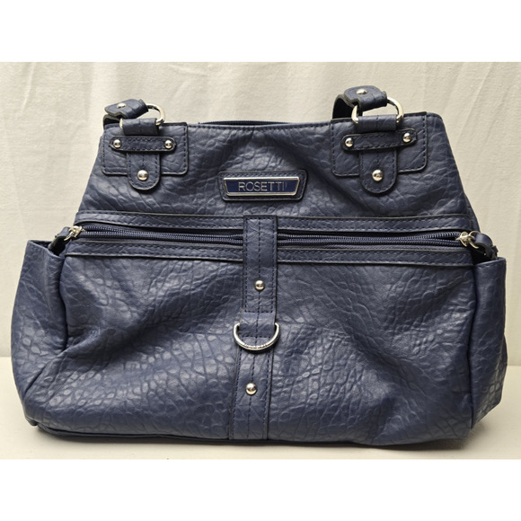 Rosetti Blue Textured Hand/ Shoulder Bag Double Handle Many Compartments - Picture 1 of 6